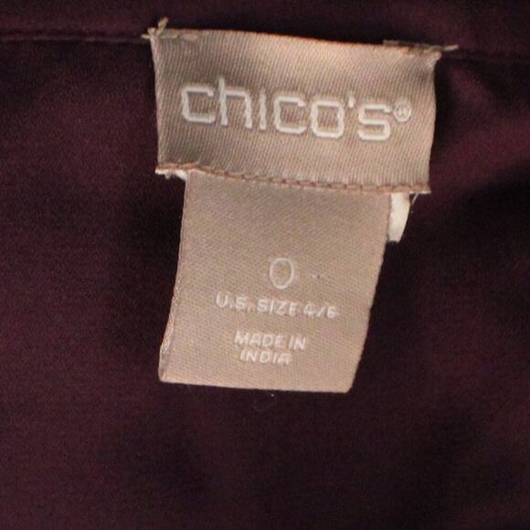 Chico’s Women’s Blouse Size 0 Small Purple Floral Embroidered Boho Top - Picture 7 of 8